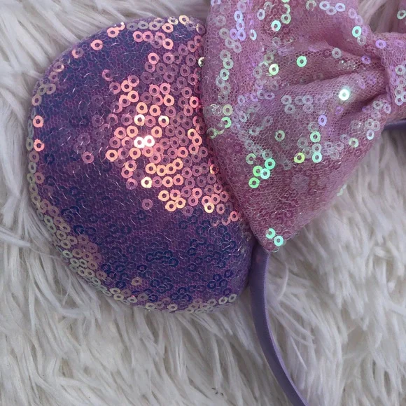 Pink and purple sequin Minnie Mouse Ears - Picture 4 of 4